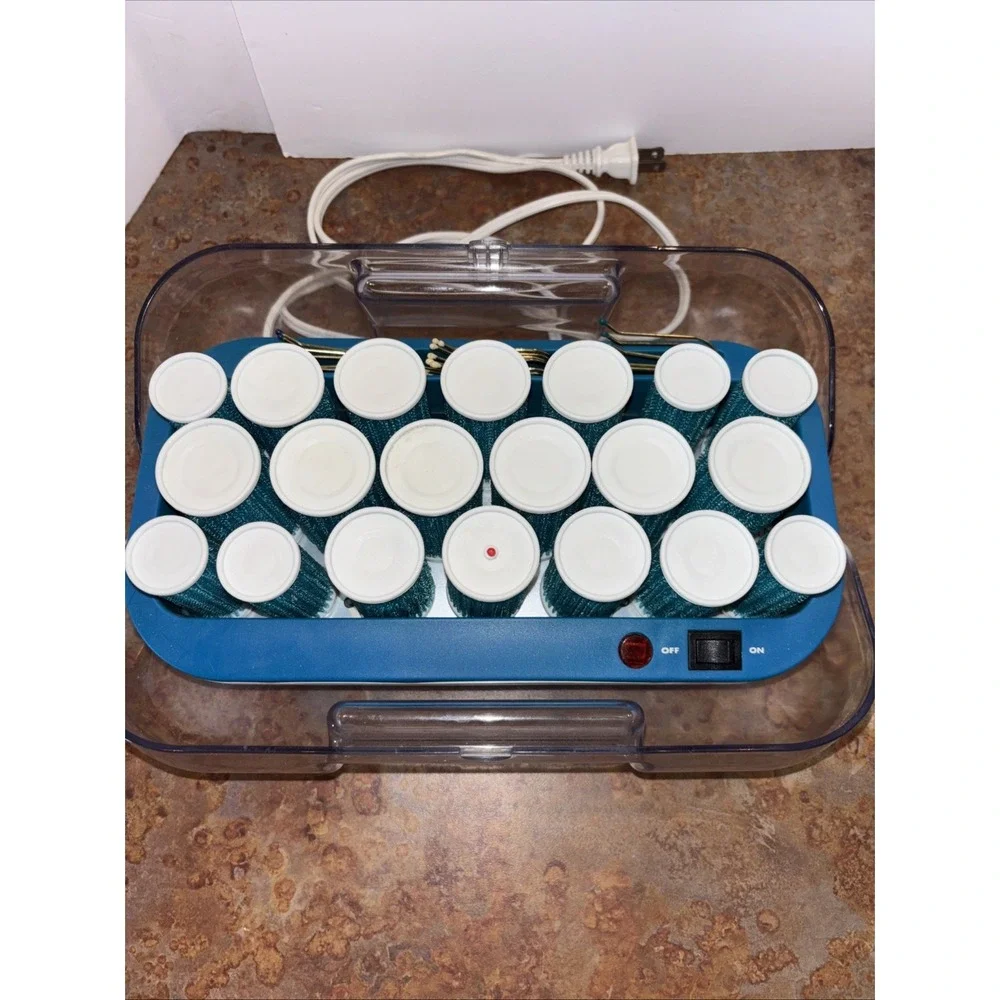 CONAIR EASY HOLDING HAIRSETTER 20 EASY GRIP HOT ROLLERS CURLERS + 17 CLIPS